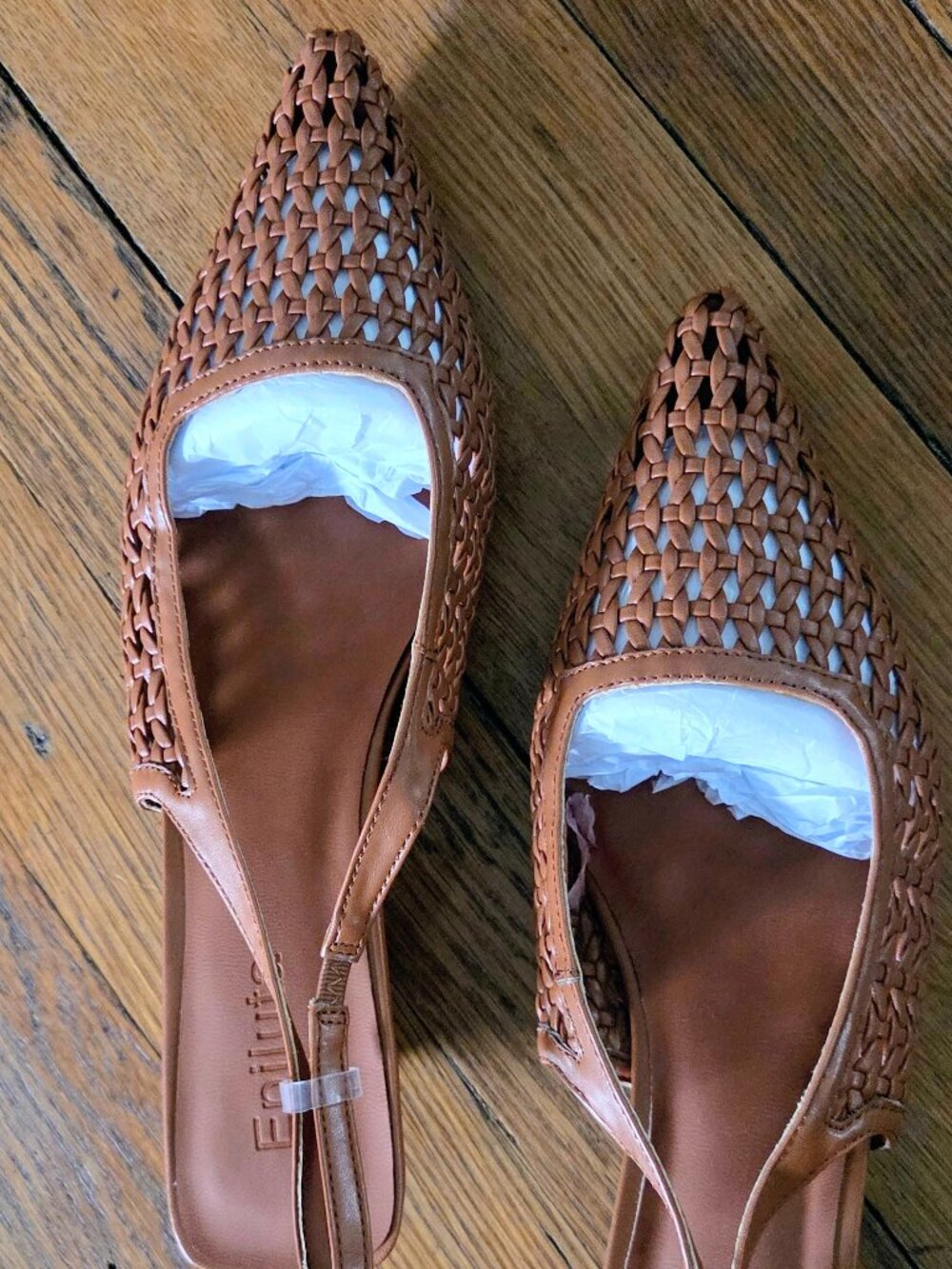 Woven kitten heel slingback shoes, sz 8